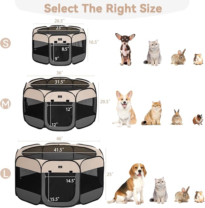 A4Pet Portable Kitten Playpen for Cats, 27" Foldable Pet Playpen for Puppy/Cat/Rabbit/Chick, with Removable Zipper Top &amp; Mesh Panel(11”W × 7.5”H)