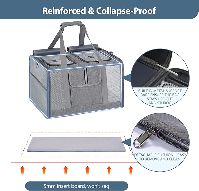 Cat Carrier for 2 Cats – Large Soft-Sided Pet Travel Carrier, Dual Compartments, Privacy Protection, Dog Carrier for Small/Medium Dogs, Home &amp; Outdoor Use