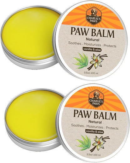 2 Pack Paw Balm 100% Natural Oil Aloe &amp; Vanilla for Dog and Cat Paw Pad Balm Dog Nose Balm Paw Moisturizer Wax for Dog Pet Puppy Protect Dry Cracked Paw Foot Heals Restores Paw Elbows 3.5 Oz