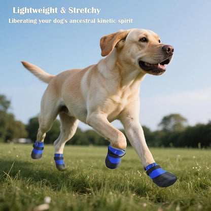 Dog Shoes Lightweight Dog Boots-Breathable Knitted Paw Protector with Adjustable Strap for Hot Pavement, Rain Walking, Hardwood Floors Anti Slip Reduce Noise, Prevent Licking Paws(Blue,XXL)