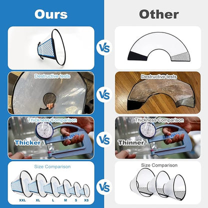 Supet Dog Cone Collar Adjustable After Surgery, Comfortable Pet Recovery Collar &amp; Cone for Large Medium Small Dogs, Elizabethan Dog Neck Collar Plastic Practical
