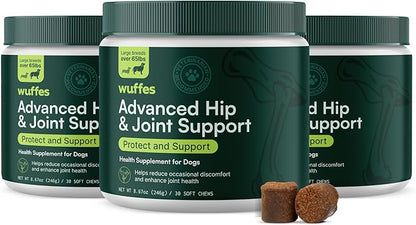 Wuffes Chewable Dog Hip &amp; Joint Supplement - Glucosamine &amp; Chondroitin Chews - Dog Joint Supplements &amp; Vitamins - Extended Joint Care (Small&amp;Medium Breeds (0-65 lbs), 180 Chews (Pack of 3))