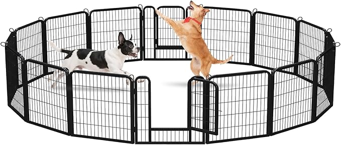 24 Inch Dog Playpen - 16 Panels Metal Pet Exercise Pen for Puppy, Indoor/Outdoor Dog Fence for Yard, Garden, Camping &amp; RV Travel