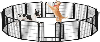 24 Inch Dog Playpen - 16 Panels Metal Pet Exercise Pen for Puppy, Indoor/Outdoor Dog Fence for Yard, Garden, Camping &amp; RV Travel