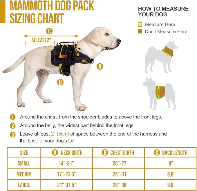 OneTigris Dog Backpack for Medium &amp; Large Dogs, Nylon Backpack for Dogs Tactical Pet Backpack with Side Pockets for Hiking Walking Training Running (Black, Medium)