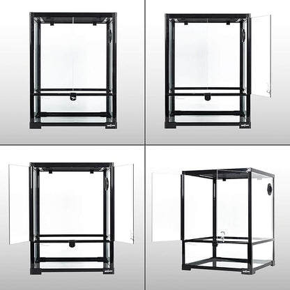 REPTI ZOO Reptile Glass Terrarium, 18" x 18" x 24" Knock-Down Reptile Habitat Tank with Double Hinge Door &amp; Top Screen Ventilation and Side Mesh Ventilation, 30 Gallon Large Reptile Terrarium