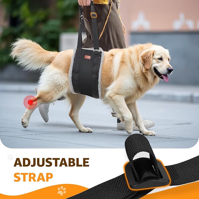Adjustable Dog Lift Harness, Dog Sling for Large Dogs Hind Leg Support, Soft Lift Support Helps Senior, Injured, Disabled and After ACL Surgery Dogs-Black &amp; Grey (X-Large)