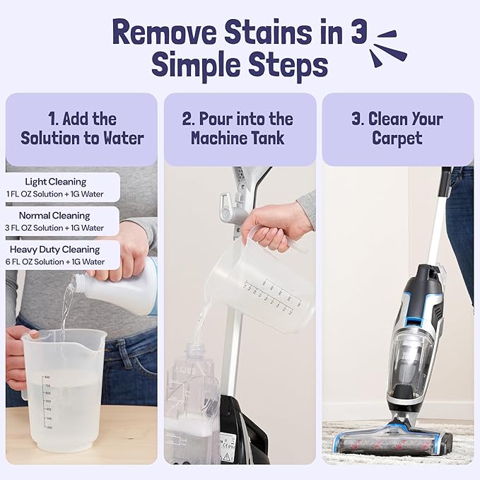 Sunny &amp; Honey Carpet Cleaner Solution - 32 Fl Oz, Light Lavender - Deep Stain Remover &amp; Odor Deodorizer - Pet Carpet Cleaner &amp; Rug Shampoo