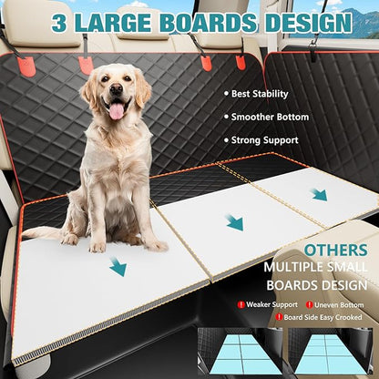 Waterproof Dog Car Seat Cover for Back Seat – Heavy Duty Back Seat Extender for Dogs with Hard Bottom, 7-Layer Protection, Non-Slip &amp; Scratchproof, Easy to Install (Red)