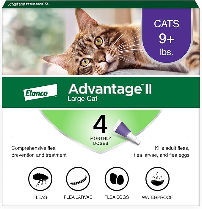 Advantage II Large Cat Vet-Recommended Flea Treatment &amp; Prevention | Cats Over 9 lbs. | 4-Month Supply