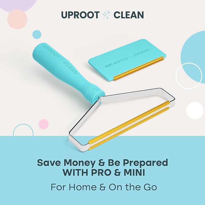 Uproot Cleaner Pro Pet Hair Remover &amp; Mini - Pet Hair Removal Tool Multi Fabric Edge &amp; Carpet Scraper - Cat for Couch, Cat Towers, Car Detailing The Furry-Situation Survival Kit