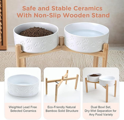 SPUNKYJUNKY Elevated Dog Bowls Ceramic, 8.3&
