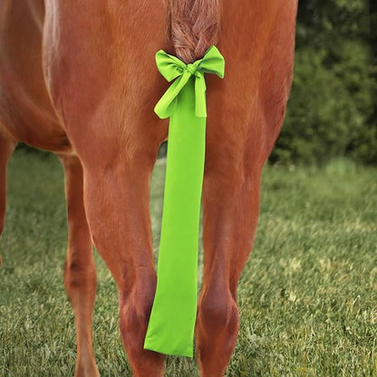 Harrison Howard Stretchy Tail Bag Breathable Horse Tail Guard Slip on Design Protect Horse Tail 2 Strand Closure Straps Keep Tail Clean &amp; Protected 22" L Length Makes Grooming Easy-Fluro Lime