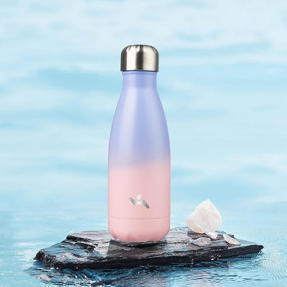 Insulated Water Bottles,12 oz Double Wall Stainless Steel Vacumm Metal Flask for Sports Travel,Pastel Sunset