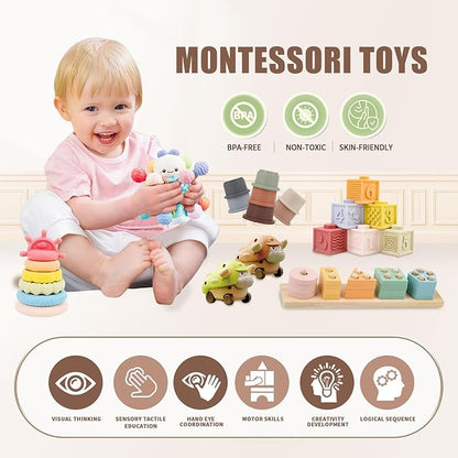 Baby Toys 6 to 18 Months, 8 in 1 Montessori Toy Set, Educational Learning Toy for Toddlers Babies Sensory Toys Newborn Infant Gifts for Boys &amp; Girls