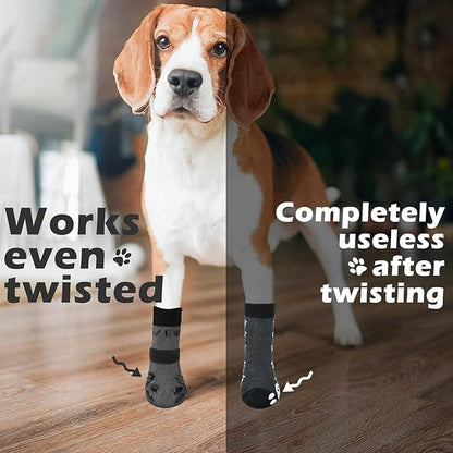 EXPAWLORER Anti-Slip Dog Socks,Dog Boots&amp;Paw Protectors to Prevent Licking,Dog Shoes for Hot/Cold Pavement, Double Sides Non-Skid Traction Control on Hardwood Floor for Senior Dogs