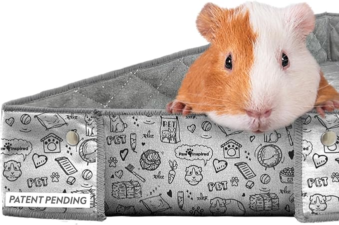 Paw Inspired Critter Box | Washable Guinea Pig Cage Liners with Raised Sides | Fleece Bedding for Guinea Pigs Rabbits, Hamsters, Small Animals | Edge Protected Pee Pads (C&amp;C 2x4)