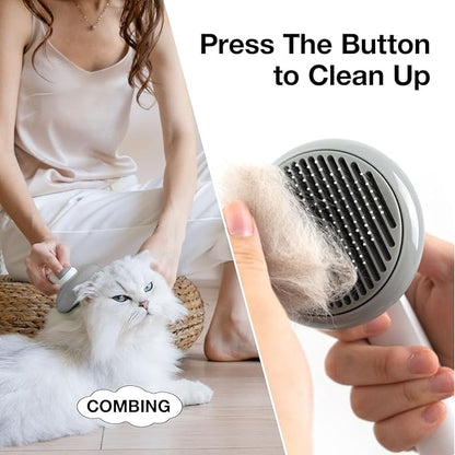 Cat Brush for Shedding, Pet Grooming Self Cleaning Slicker Brush for Cats &amp; Dogs, Grey