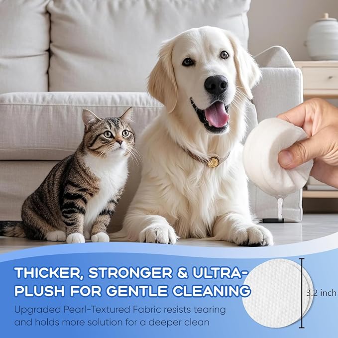 Eye Wipes for Dogs &amp; Cats - Tear Stain Remover for Dogs - Dog Eye Cleaner, Eye Debris, Discharge, Mucus Secretions - Eye Wipes for Dogs &amp; cat Eye Wipes (3.2 in,300pcs)