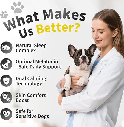 Melatonin for Dogs, Calming Chews with Valerian Root &amp; L-Theanine for Sleep Aid &amp; Emotional Support, Calming Treats for Stress Anxiety Relief - Thunder, Fireworks, Barking, Bacon Flavor, 90Ct