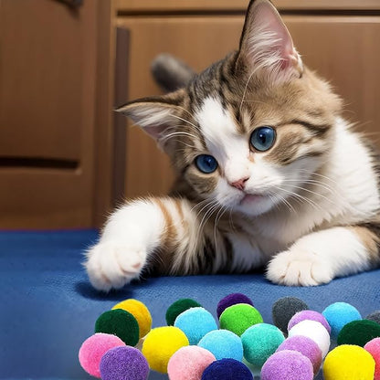 Cat Toy Balls, 20Pcs Premium Soft Pom Pom Balls for Kittens, 1,9&