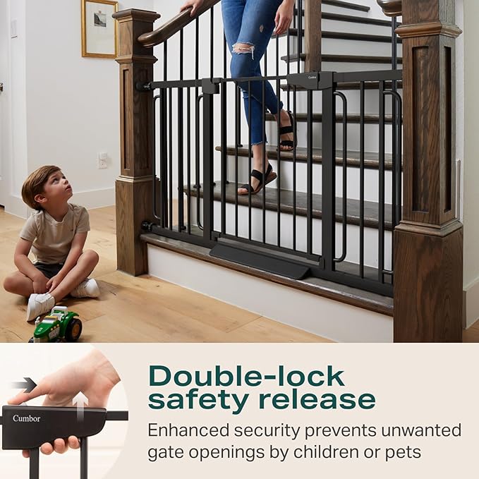 Cumbor 29.7-57" Extra Wide Baby Gate for Stairs, Mom&