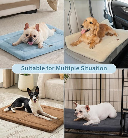 Made4Pets Dog Crate Pad Bed for Large Dogs, Washable &amp; Reversible, Anti-Slip Kennel Mat for Cozy Sleeping, Soft Fluffy Dog Bed for Indoor &amp; Outdoor Use, 44"x32", Blue