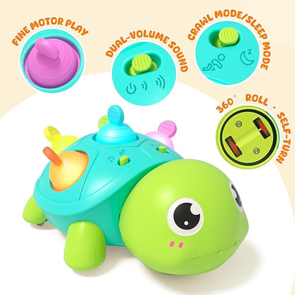 Vanmor Baby Toys 6–12 Months, Musical Turtle Infant Toy, Teething Toy with Music, Crawling Walking Toys for Babies, Early Learning Educational Toy with Light &amp; Sound, for Newborns