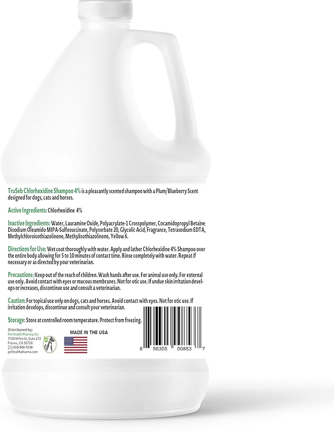 Topical Chlorhexidine 4% Shampoo for Dogs, Cats &amp; Horses (Gallon)- with Aloe for Cleansing (USA) (Chlorhexidine 4% Shampoo, 1 Gallon)