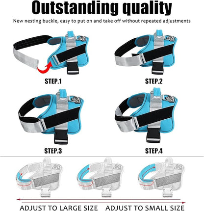 Bolux Dog Harness, No-Pull Reflective Dog Vest, Breathable Adjustable Pet Harness with Handle for Outdoor Walking - No More Pulling, Tugging or Choking (OceanicBlue, X-Small (Pack of 1))