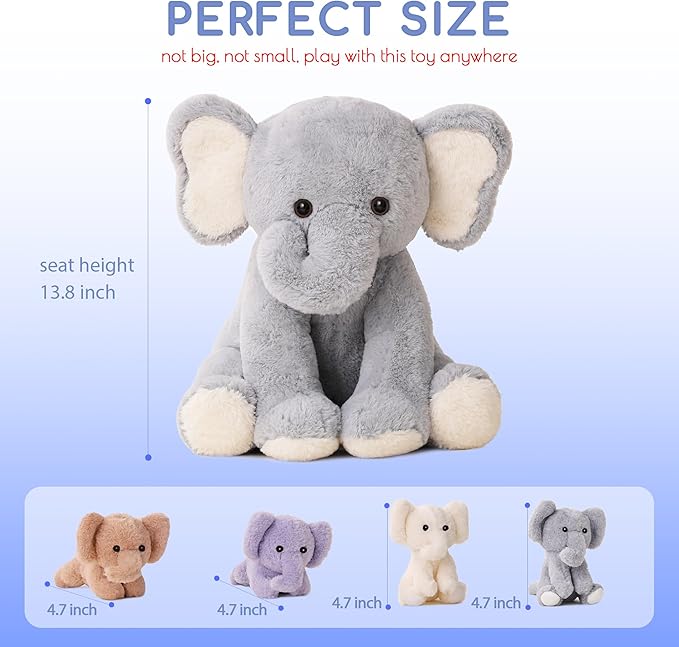 5 Pieces Elephant Stuffed Animals for Girls, 1 Mommy Elephant with 4 Babies Soft Plush Set Toys Gifts for Kids Children 3 4 5 6 7 8 9 Years, Christmas, Birthday, Children&