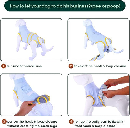 Kuoser Recovery Suit for Dogs Cats After Surgery, Professional Pet Recovery Shirt Dog Abdominal Wounds Bandages, Substitute E-Collar &amp; Cone,Prevent Licking Dog Onesies Pet Surgery Recovery Suit