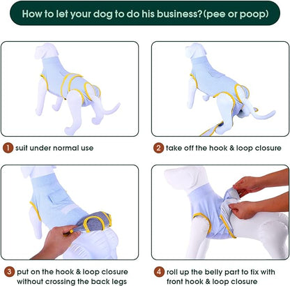 Kuoser Recovery Suit for Dogs Cats After Surgery, Professional Pet Recovery Shirt Dog Abdominal Wounds Bandages, Substitute E-Collar &amp; Cone,Prevent Licking Dog Onesies Pet Surgery Recovery Suit