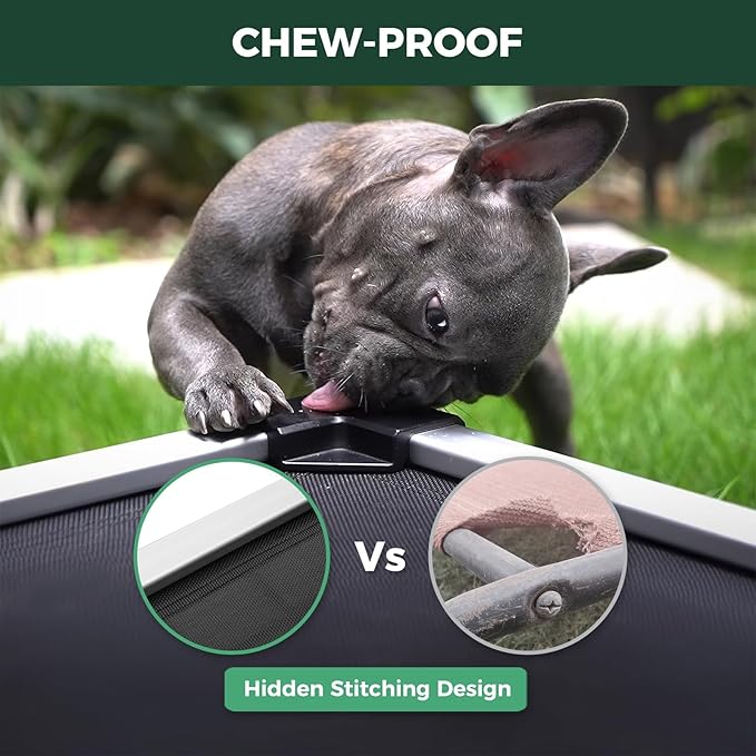 FXW TitanNest Chew-Proof Elevated Dog Bed, Raised Cot for Indoor/Outdoor/Camping Use, Durable &amp; Waterproof Cooling Pet Bed for Toy Dogs, 23.0" L x 17.0" W x 4.5" H, Black