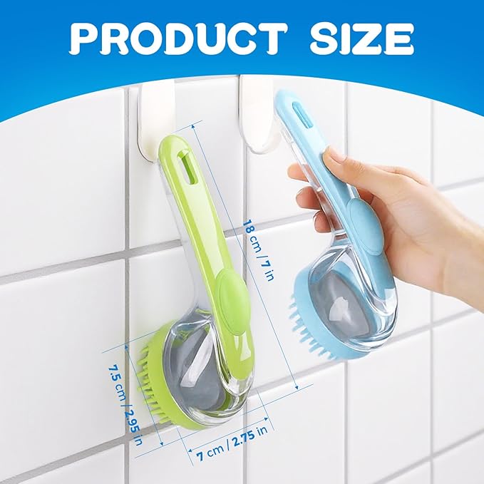 Dog Bath Brush, Silicone Pet Bath Brush with Soap Dispenser,Deep Cleansing &amp; Gentle Massage for Dogs &amp; Cats, Suitable for Long &amp; Short Hair, Easy Grip, Bathing &amp; Grooming(Green)