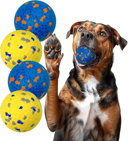 Indestructible Dog Ball Toy, Durable Dog Tennis Balls for Aggressive Chewers, High Bounce &amp; Floating Balls for Dogs, Jolly Ball for Fetch in Yard, Beach &amp; Pool(4 Pack)