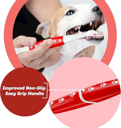 Pet Toothbrush for Dogs, Cats with Soft Bristles - Easy Teeth Cleaning &amp; Dental Care, Non Slip Dual Head Dog Toothbrush for Medium &amp; Large Pets, Toothpaste Not Included, Pack of 4(Multi)
