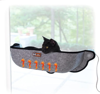 K&amp;H Pet Products EZ Mount Thermo-Kitty Window Bed Extra-Deep Gray 27 X 10 X 11 Inches