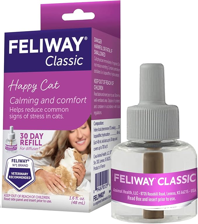 FELIWAY® Classic 30 Day Cat Calming Refill for Pheromone Diffuser, 48ml - Helps Reduce Common Signs of Stress in Cats &amp; Kittens, Enhanced Calming