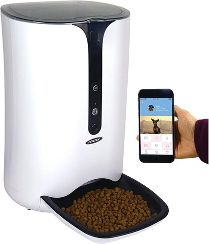 Lentek Smart Pet Feeder - Auto Dry Feeding Dispenser for Cat &amp; Dogs with 720p HD Camera &amp; Timer, Alimentador, Programmable, WiFi, Smartphone Control, Automated Portion Controlled, 10 Oz Capacity
