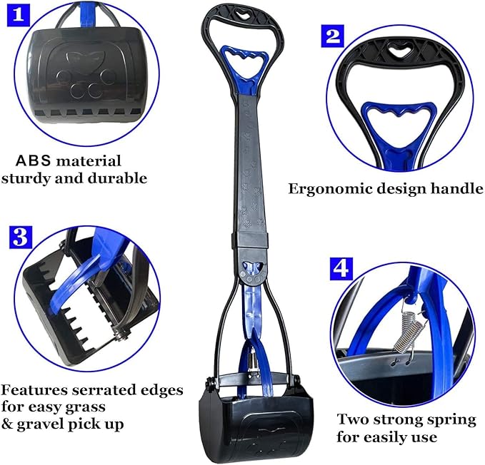 Non-Breakable Pooper Scooper for Large Medium &amp; Small Dogs Heavy Duty, 28“Long Handled Dog Poop Scooper for Grass,Durable Dog Poop Pick Up Tool, Poop Grabber