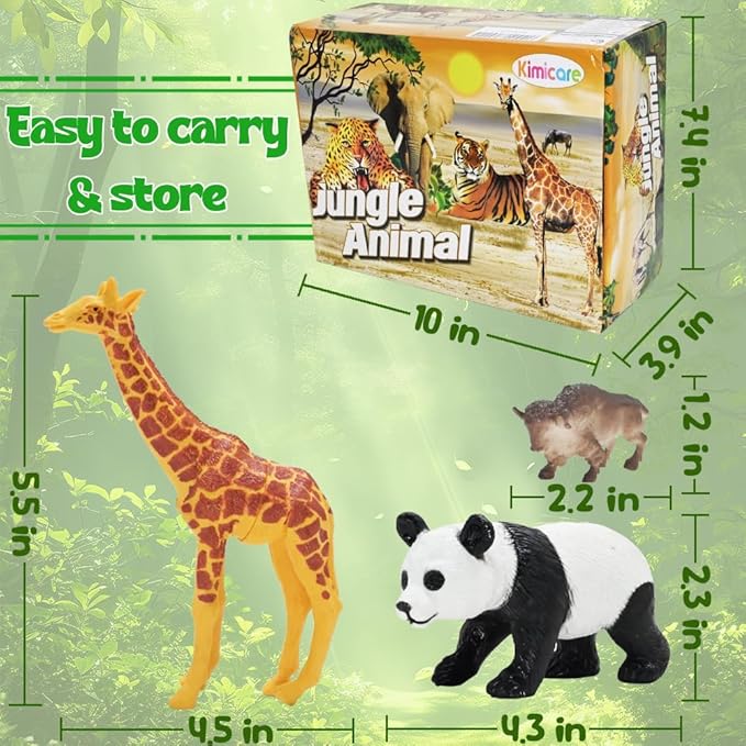 24Pcs Safari &amp; Zoo Animals Figures, Realistic Plastic Animal Toys Set for Kids 1 2 3, Lion, Elephant, Perfect for Play, Education, Baby Shower Decor,Party Supplies Cake Topper