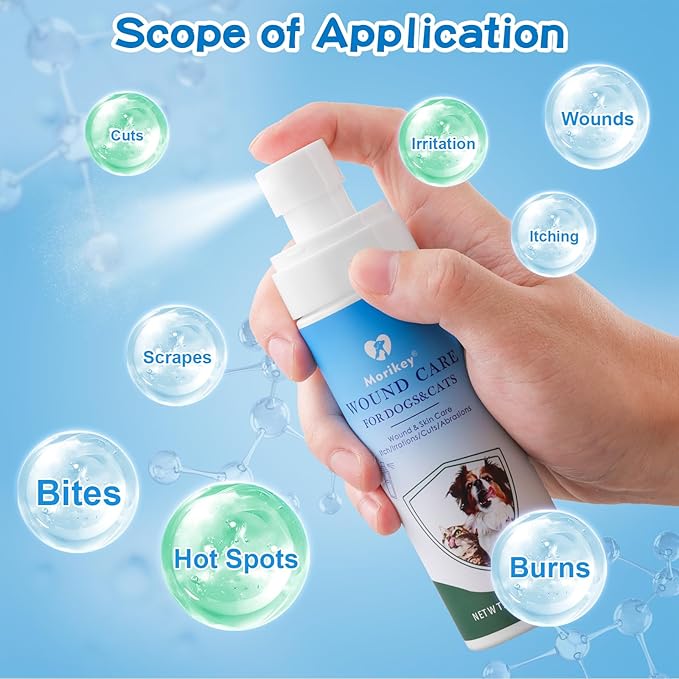 Pet Wound Care,Gentle Formula Wound Spray for Pets, Helps with Rashes,Itching,Skin Irritations, Hot Spots,Bites, Non-irritating for Relief &amp; Treatment,Safe for Dogs&amp;Cats,4.06OZ