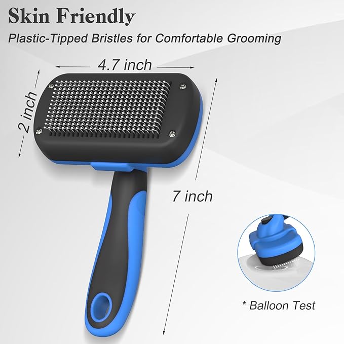 Swihauk Self Cleaning Slicker Brush - Skin Friendly Deshedding Grooming Tool for Dogs &amp; Cats, Suitable for Shedding &amp; Haired Pets, with Pet Supplies Accessories, Blue