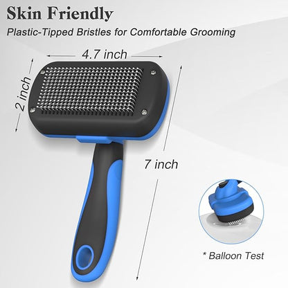 Swihauk Self Cleaning Slicker Brush - Skin Friendly Deshedding Grooming Tool for Dogs &amp; Cats, Suitable for Shedding &amp; Haired Pets, with Pet Supplies Accessories, Blue