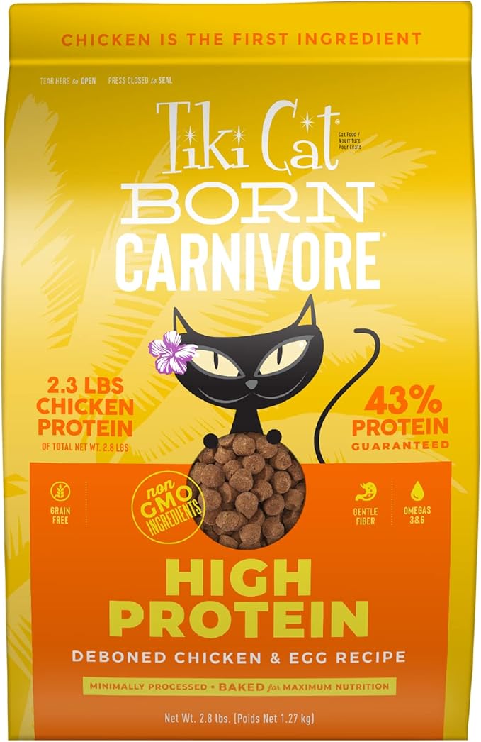 Tiki Cat Born Carnivore High Protein Dry Cat Food, Deboned Chicken &amp; Egg, 2.8 lbs. Bag