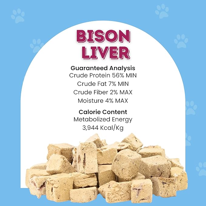 hotspot pets Freeze Dried Bison Liver Treats for Cats &amp; Dogs - 1 Pound Big Bag,Made in USA, Single Ingredient All Natural, Grain-Free Bison Liver - Perfect for Training, Topper or Snack
