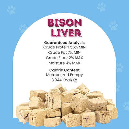 hotspot pets Freeze Dried Bison Liver Treats for Cats &amp; Dogs - 1 Pound Big Bag,Made in USA, Single Ingredient All Natural, Grain-Free Bison Liver - Perfect for Training, Topper or Snack