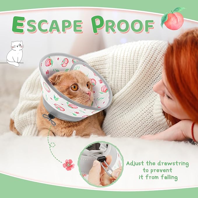 Cat Cone Collar Soft to Stop Licking, Adjustable, Foldable Lightweight Kitten Cones After Surgery Recovery for Cats &amp; Kittens, Cat Cone Alternative (PinkWhite, L)