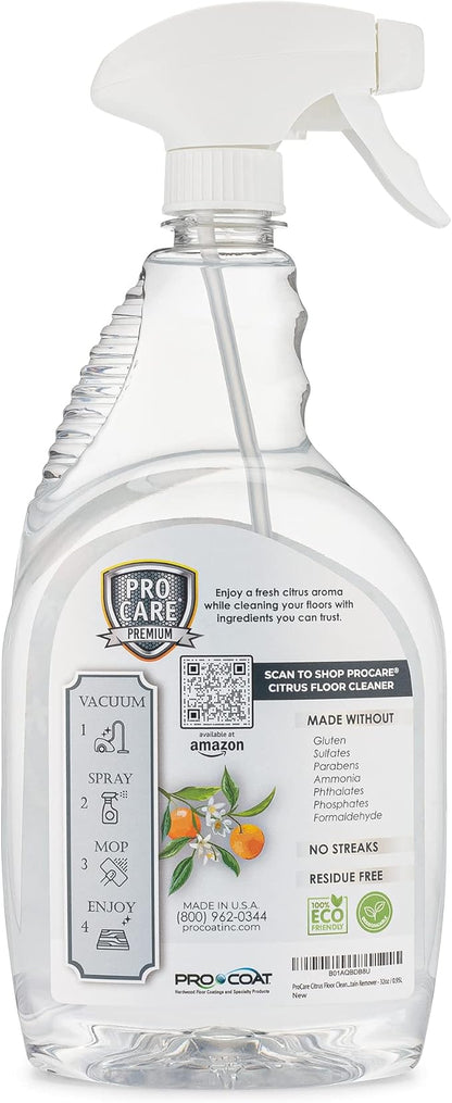 ProCare Citrus Floor Cleaner (Made in USA) | Tile, Stone, Laminate, Vinyl &amp; Natural Wood Floor Cleaner for Mopping, Floor Cleaning Solution with Citrus Aroma - 32oz / 0.95L Spray Bottle